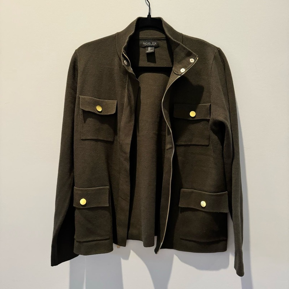 Rachel Zoe Utility Jacket | Olive Green | Size L - Picture 2 of 9